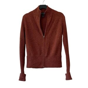 REI Women's 100% Lambswool Cardigan Sweater Full Zip Rust Orange Size Large